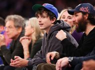 Timothée Chalamet at a New York Knicks game (Image via Getty)